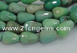 CAB14 15.5 inches 8*12mm faceted teardrop green grass agate beads