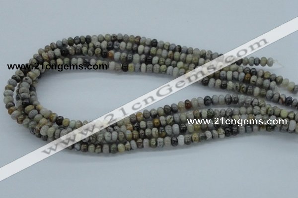 CAB141 15.5 inches 4*6mm rondelle bamboo leaf agate beads