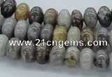 CAB142 15.5 inches 6*10mm rondelle bamboo leaf agate beads