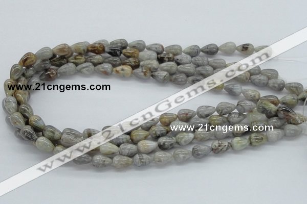 CAB143 15.5 inches 8*12mm teardrop bamboo leaf agate beads