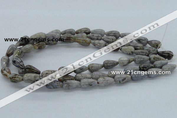 CAB144 15.5 inches 10*18mm teardrop bamboo leaf agate beads