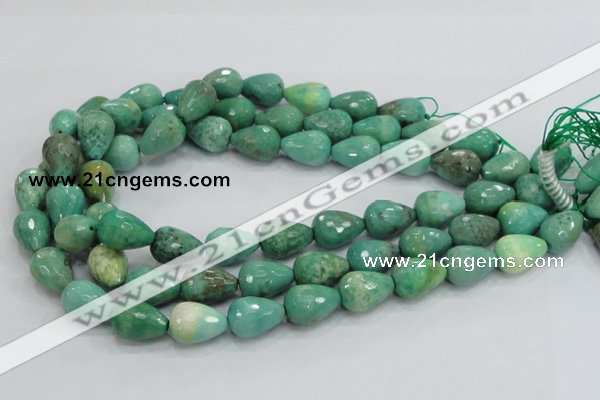 CAB15 15.5 inches 12*18mm faceted teardrop green grass agate beads