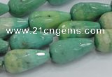 CAB16 15.5 inches 10*20mm faceted teardrop green grass agate beads