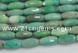 CAB18 15.5 inches 6*12mm faceted rice green grass agate beads