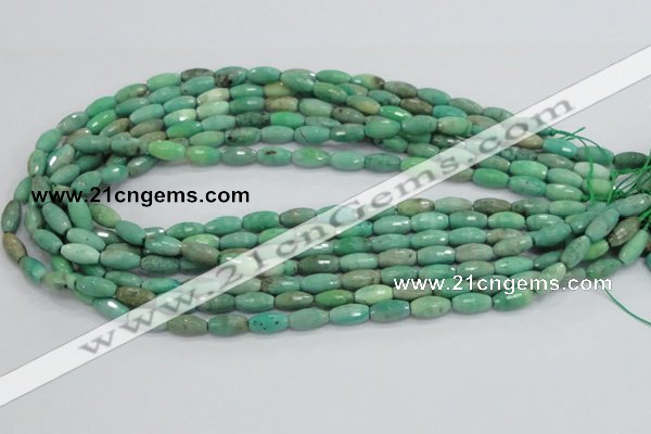 CAB18 15.5 inches 6*12mm faceted rice green grass agate beads