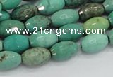 CAB19 15.5 inches 8*12mm faceted rice green grass agate beads