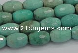 CAB20 15.5 inches 10*15mm faceted rice green grass agate beads