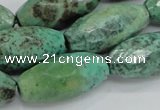 CAB21 15.5 inches 14*30mm faceted rice green grass agate beads