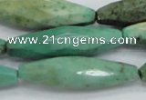 CAB22 15.5 inches 11*40mm faceted rice green grass agate beads