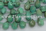 CAB23 15.5 inches 7*10mm faceted teardrop green grass agate beads