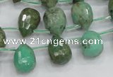 CAB24 15.5 inches 10*14mm faceted teardrop green grass agate beads