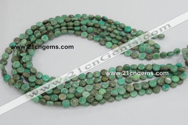 CAB25 15.5 inches 8mm coin green grass agate gemstone beads