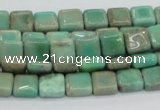 CAB26 15.5 inches 8*8mm square green grass agate gemstone beads