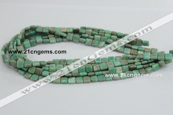 CAB26 15.5 inches 8*8mm square green grass agate gemstone beads