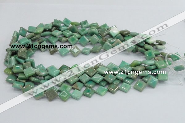 CAB27 15.5 inches 10*10mm diamond green grass agate gemstone beads