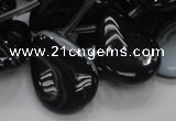 CAB315 15.5 inches 18*25mm flat teardrop black agate gemstone beads