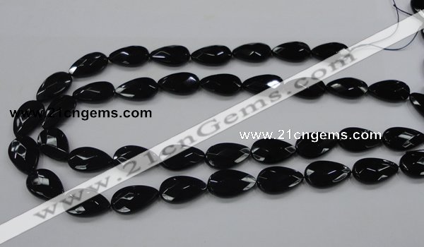 CAB316 15.5 inches 12*20mm faceted teardrop black agate gemstone beads