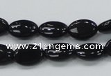 CAB318 15.5 inches 8*12mm oval black agate gemstone beads wholesale