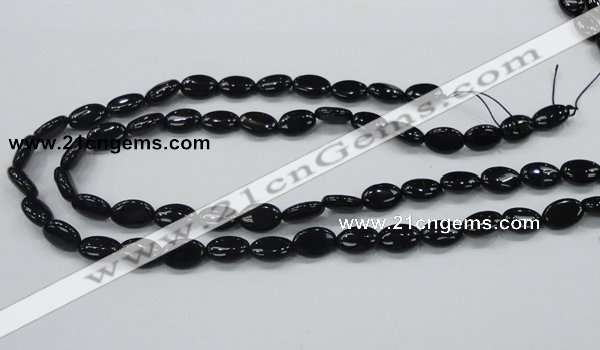 CAB318 15.5 inches 8*12mm oval black agate gemstone beads wholesale