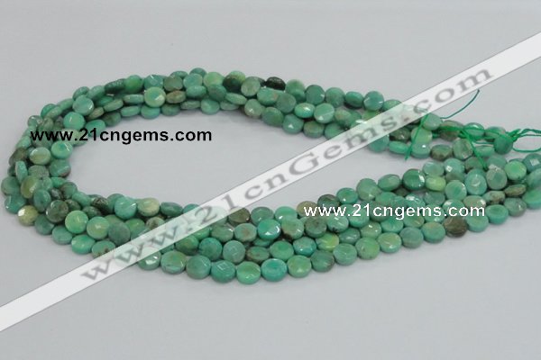 CAB32 15.5 inches 8mm faceted coin green grass agate gemstone beads