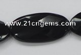 CAB321 15.5 inches 20*40mm faceted oval black agate gemstone beads