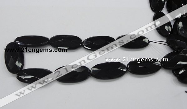 CAB321 15.5 inches 20*40mm faceted oval black agate gemstone beads