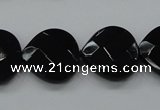 CAB324 15.5 inches 20*20mm faceted heart black agate gemstone beads