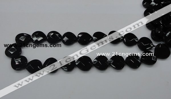 CAB324 15.5 inches 20*20mm faceted heart black agate gemstone beads