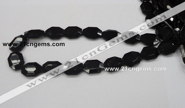 CAB325 15.5 inches 18*24mm faceted octagonal black agate gemstone beads