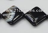 CAB327 15.5 inches 20*20mm diamond black agate gemstone beads