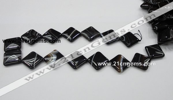 CAB327 15.5 inches 20*20mm diamond black agate gemstone beads