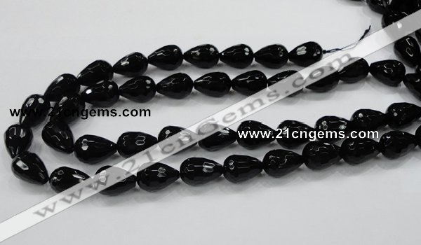 CAB331 15.5 inches 13*17mm faceted teardrop black agate gemstone beads