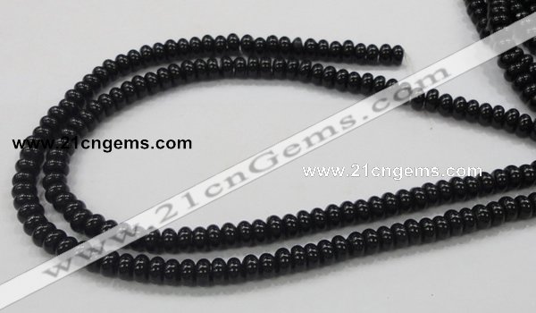 CAB339 15.5 inches 4*8mm rondelle black agate gemstone beads