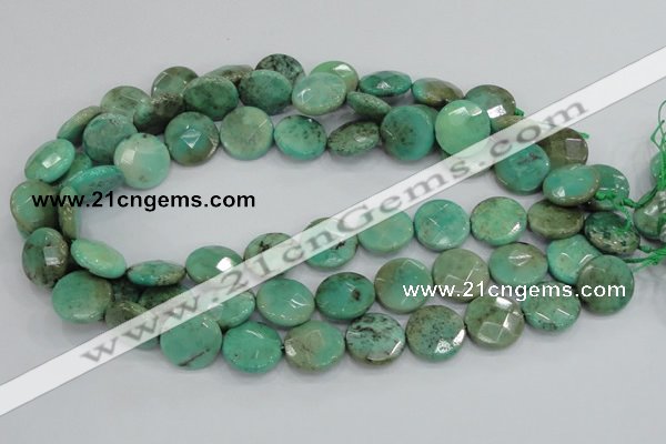 CAB34 15.5 inches 18mm faceted coin green grass agate gemstone beads