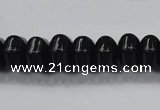 CAB340 15.5 inches 8*14mm hexagon rondelle black agate gemstone beads