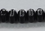 CAB341 15.5 inches 12*18mm hexagon rondelle black agate gemstone beads