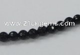 CAB342 15.5 inches 6mm faceted round black agate gemstone beads