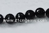 CAB344 15.5 inches 10mm faceted round black agate gemstone beads