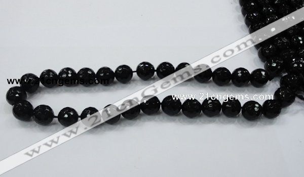 CAB344 15.5 inches 10mm faceted round black agate gemstone beads