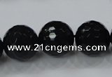 CAB346 15.5 inches 18mm faceted round black agate gemstone beads