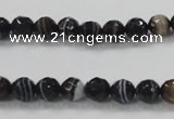 CAB347 15.5 inches 8mm faceted round black agate gemstone beads