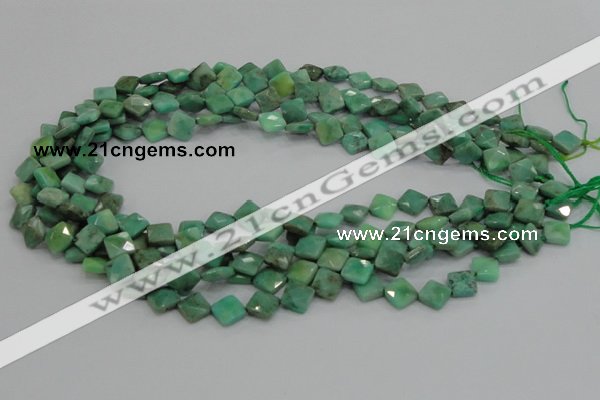 CAB35 15.5 inches 8*8mm faceted diamond green grass agate beads