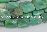CAB36 15.5 inches 10*14mm faceted rectangle green grass agate beads