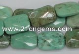 CAB37 15.5 inches 13*18mm faceted rectangle green grass agate beads