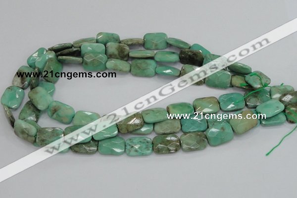 CAB37 15.5 inches 13*18mm faceted rectangle green grass agate beads