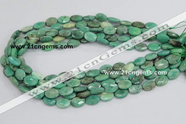 CAB38 15.5 inches 10*14mm faceted oval green grass agate beads