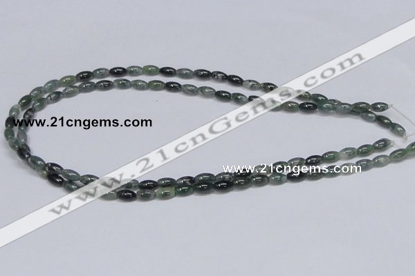 CAB387 15.5 inches 5*8mm rice moss agate gemstone beads wholesale