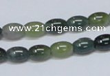 CAB388 15.5 inches 7*10mm rice moss agate gemstone beads wholesale