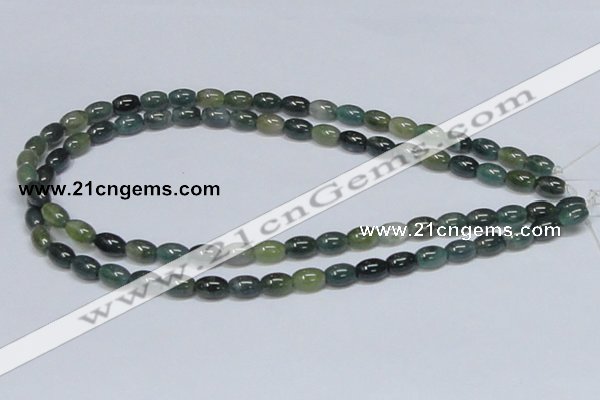 CAB388 15.5 inches 7*10mm rice moss agate gemstone beads wholesale