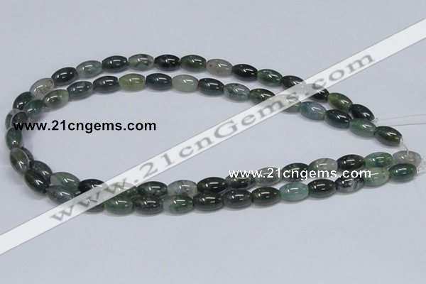 CAB389 15.5 inches 8*12mm rice moss agate gemstone beads wholesale